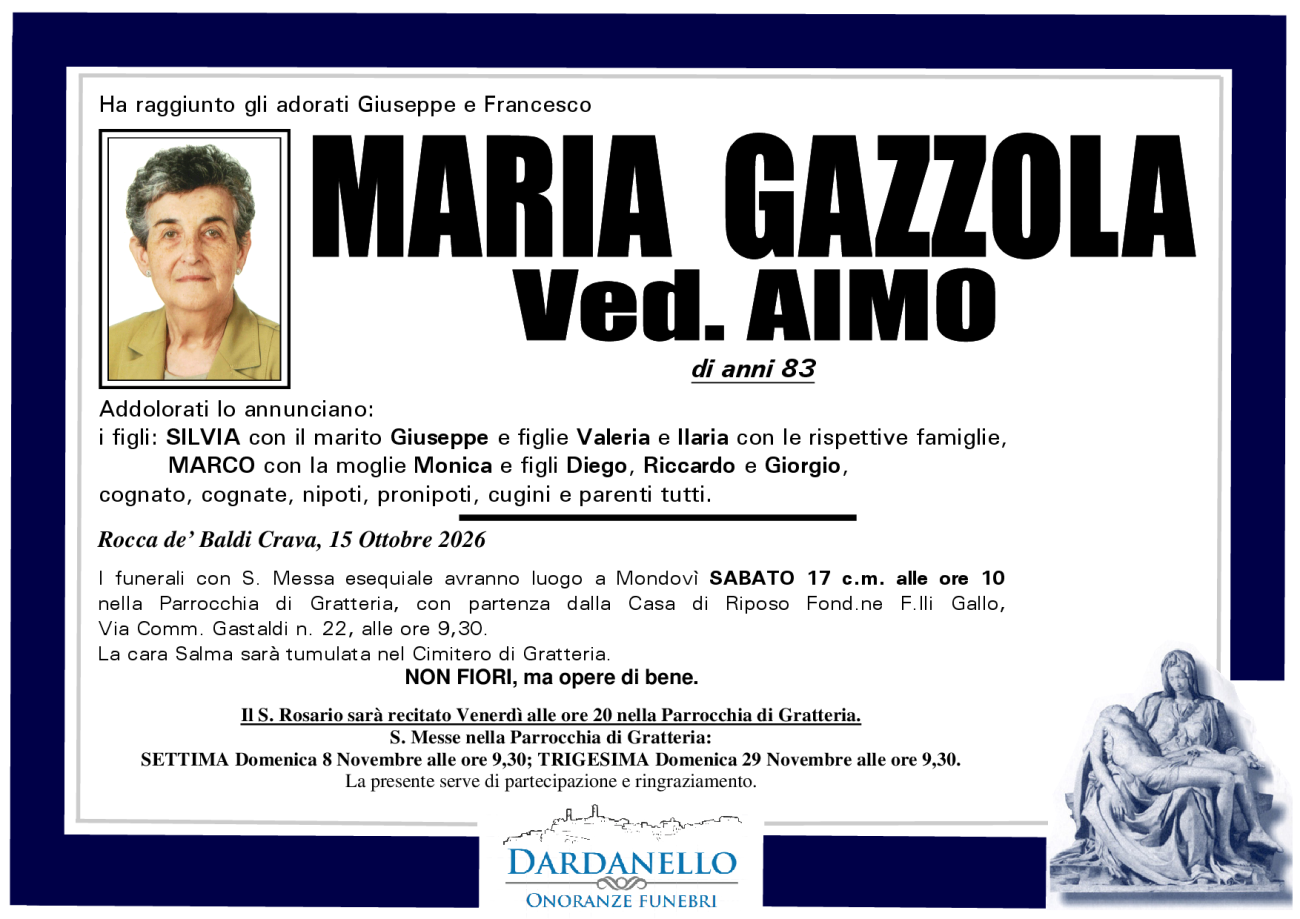 MARIA GAZZOLA Ved. AIMO