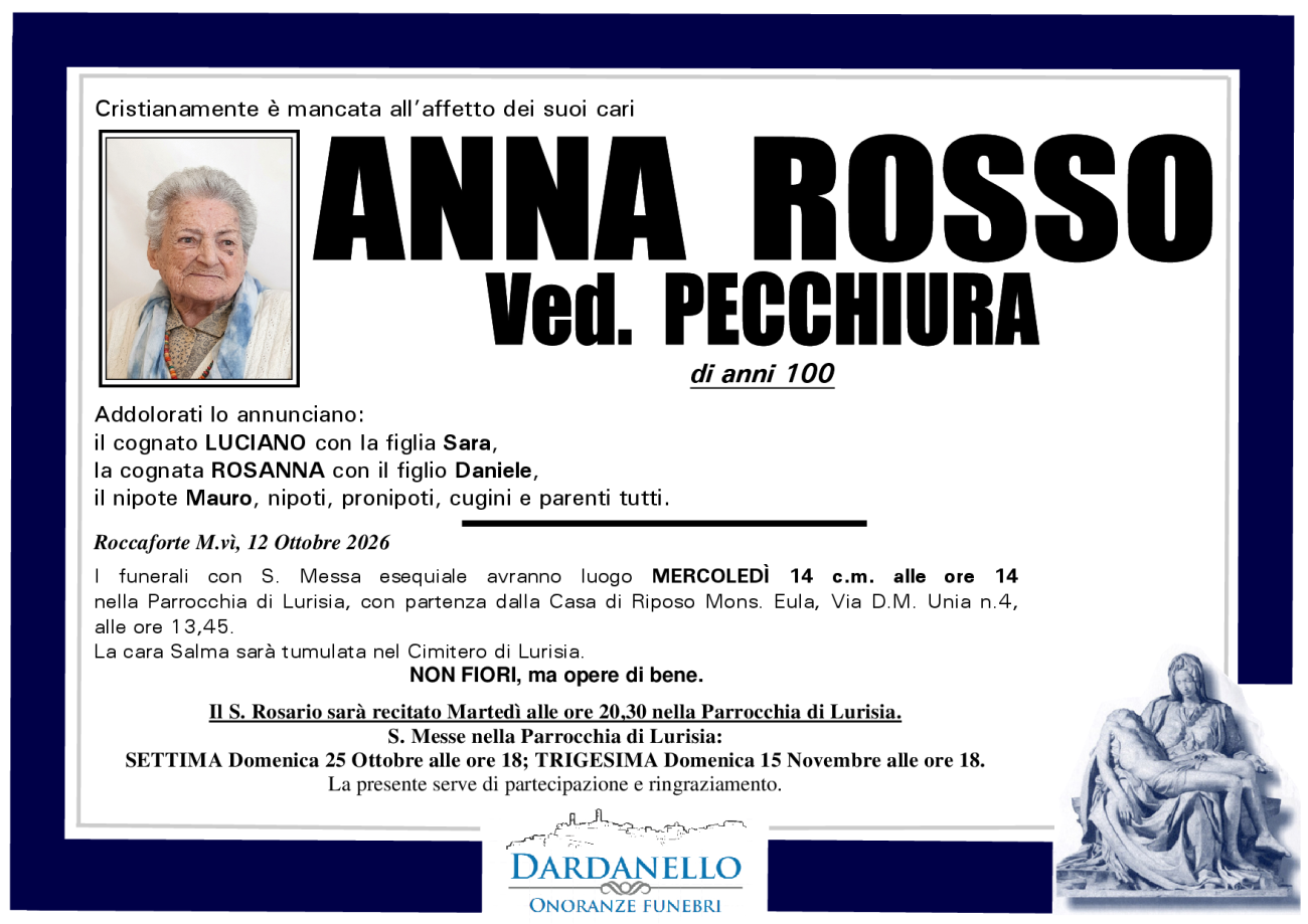 ANNA ROSSO Ved. PECCHIURA