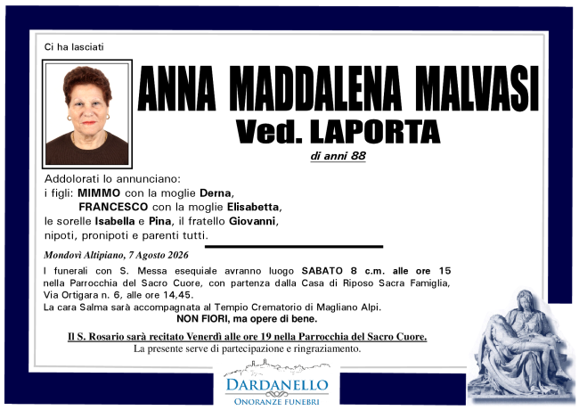 ANNA MADDALENA MALVASI Ved. LAPORTA