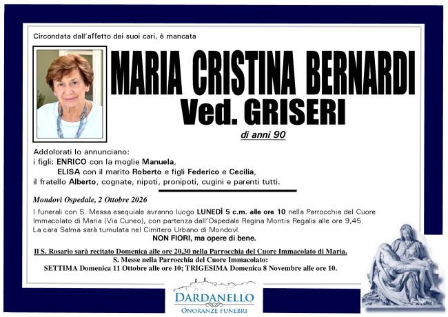 MARIA CRISTINA BERNARDI Ved. GRISERI
